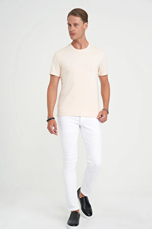 Slim Fit Beş Cep Likralı Beyaz Jean Pantolon Denim 134