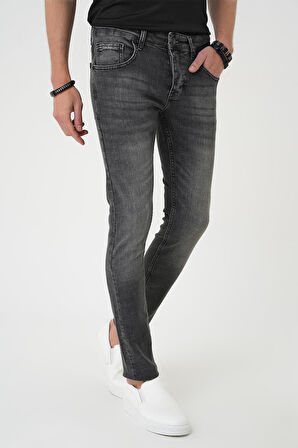 Denim 132 Slim Fit Beş Cepli Likralı Yıkamalı Antrasit Jean Pantolon