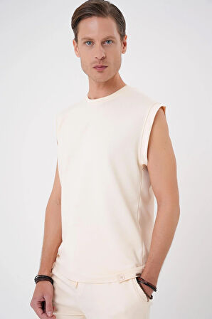 Bermuda 035 Comfort Fit Bağcıklı Bel Viskon Karışımlı Casuel Bej Şort