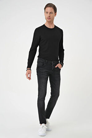 Denim 130 Slim Fit Beş Cepli Likralı Yıkamalı Siyah Jean Pantolon