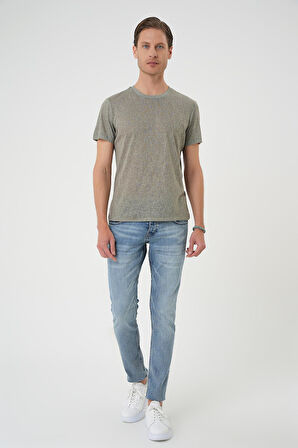 Ts 902 Comfort Fit Bisiklet Yaka Viskon Karışımlı Casual Açık Yeşil Tişört