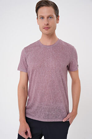 Ts 902 Comfort Fit Bisiklet Yaka Viskon Karışımlı Casual Gül Kurusu Tişört