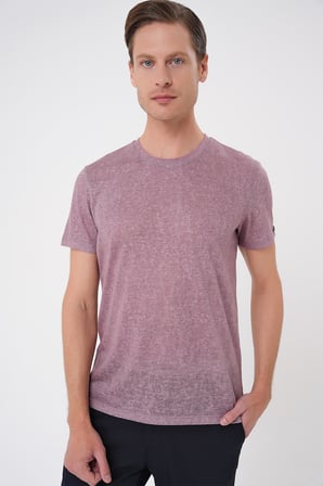 Ts 902 Comfort Fit Bisiklet Yaka Viskon Karışımlı Casual Gül Kurusu Tişört