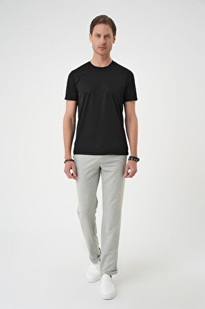 Ts 900 Comfort Fit Bisiklet Yaka Viskon Karışımlı Casuel Siyah Tişört