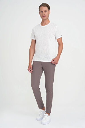 Ts 902 Comfort Fit Bisiklet Yaka Viskon Karışımlı Casual Beyaz Tişört