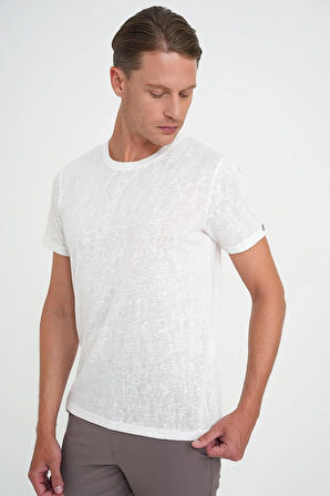 Ts 902 Comfort Fit Bisiklet Yaka Viskon Karışımlı Casual Beyaz Tişört