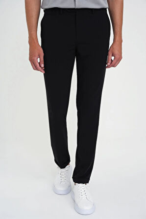 Comfort Fit Beli Lastikli Esnek Siyah Spor Pantolon P 1189