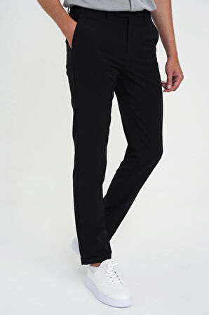 Comfort Fit Beli Lastikli Esnek Siyah Spor Pantolon P 1189