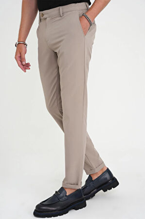 Comfort Fit Beli Lastikli Esnek Vizon Spor Pantolon P 1189