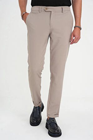 Comfort Fit Beli Lastikli Esnek Vizon Spor Pantolon P 1189