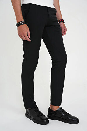 Comfort Fit Esnek Pamuk Spor Siyah Pantolon P 1190