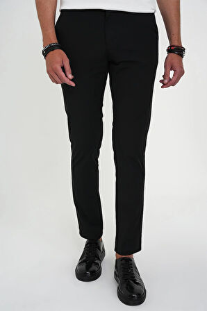 Comfort Fit Esnek Pamuk Spor Siyah Pantolon P 1190