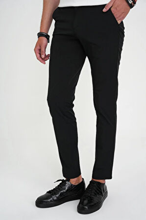 Comfort Fit Esnek Pamuk Spor Siyah Pantolon P 1190