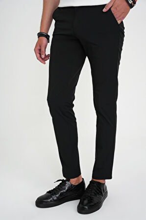 Comfort Fit Esnek Pamuk Spor Siyah Pantolon P 1190