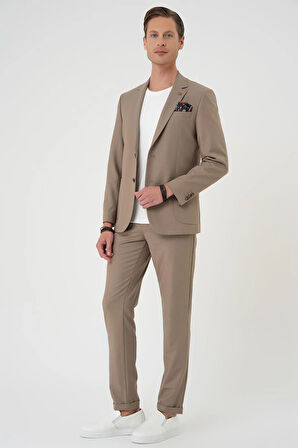 C 708 Comfort Fit Mono Yaka Torba Cep Casual Koyu Bej Ceket