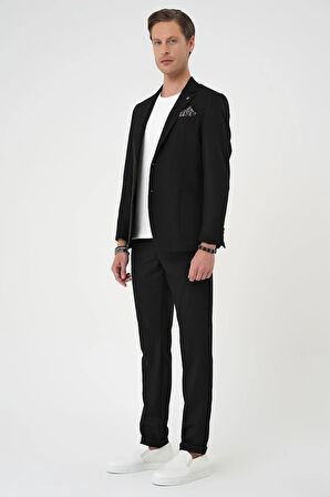 C 708 Comfort Fit Mono Yaka Torba Cep Casual Siyah Ceket