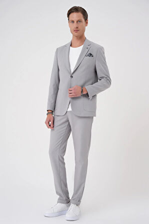 C 708 Comfort Fit Mono Yaka Torba Cep Casual Gri Ceket