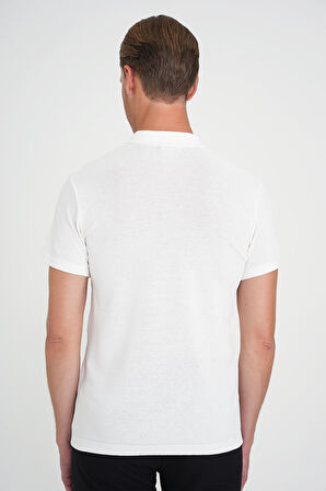 Comfort Fit Polo Yaka Kısa Kollu Ekru Triko Tr 883