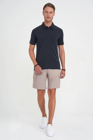 Ts 903 Comfort Fit Polo Yaka Modal Karışım Kısa Kol Casual Siyah Tişört