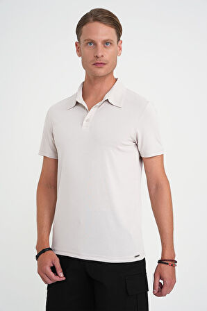 Ts 903 Comfort Fit Polo Yaka Modal Karışım Kısa Kol Casual Taş Tişört