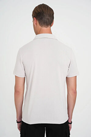 Ts 903 Comfort Fit Polo Yaka Modal Karışım Kısa Kol Casual Taş Tişört
