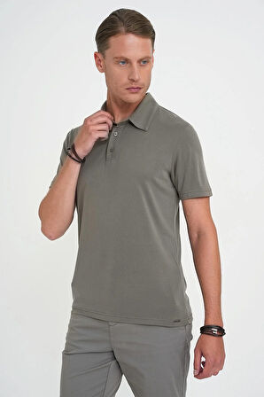 Ts 903 Comfort Fit Polo Yaka Modal Karışım Kısa Kol Casual Haki Tişört