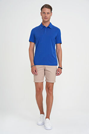Ts 903 Comfort Fit Polo Yaka Modal Karışım Kısa Kol Casual Koyu Mavi Tişört