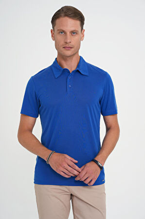 Ts 903 Comfort Fit Polo Yaka Modal Karışım Kısa Kol Casual Koyu Mavi Tişört
