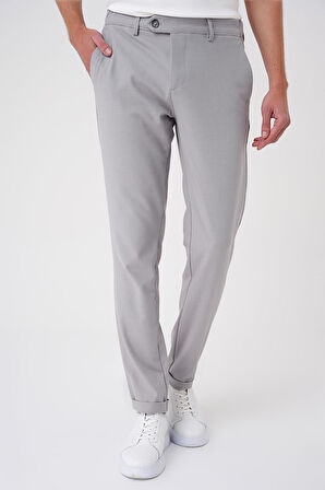 P 1186 Comfort Fit Beli Lastikli Dokulu Gri Jogger Pantolon 