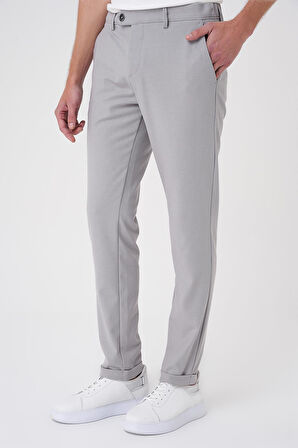 P 1186 Comfort Fit Beli Lastikli Dokulu Gri Jogger Pantolon 
