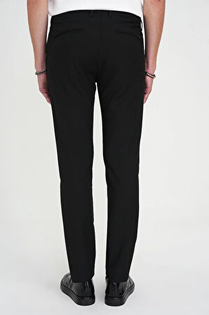Comfort Fit Beli Lastikli Dokulu Siyah Jogger Pantolon  P 1192