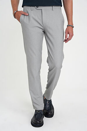Comfort Fit Beli Lastikli Dokulu Gri Jogger Pantolon  P 1192