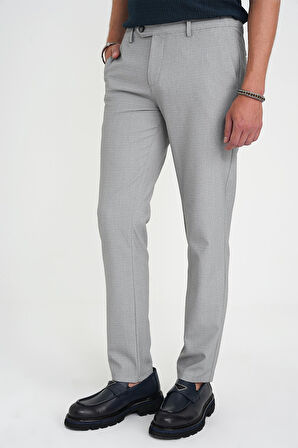 Comfort Fit Beli Lastikli Dokulu Gri Jogger Pantolon  P 1192