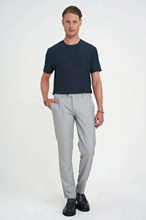 Comfort Fit Beli Lastikli Dokulu Gri Jogger Pantolon  P 1192