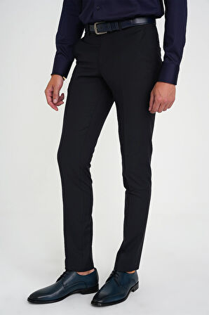 Slim Fit Pilesiz Yün Klasik Lacivert Kumaş Pantolon  P 1191