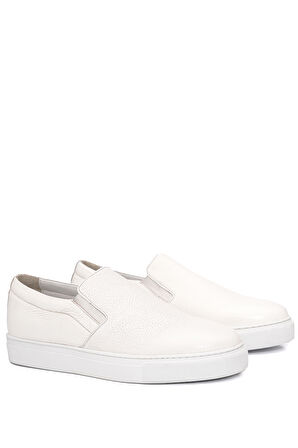 Kalın Eva Taban Lastikli Rahat Kalıp Beyaz Deri Ayakkabı 3224