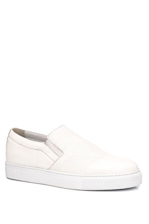 Kalın Eva Taban Lastikli Rahat Kalıp Beyaz Deri Ayakkabı 3224