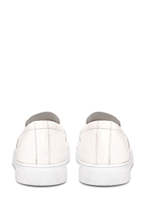 Kalın Eva Taban Lastikli Rahat Kalıp Beyaz Deri Ayakkabı 3224