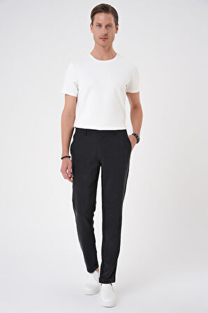 P 1194 Comfort Beli Lastikli Rayon Karışımlı Siyah Jogger Pantolon 