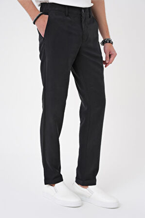 P 1194 Comfort Beli Lastikli Rayon Karışımlı Siyah Jogger Pantolon 