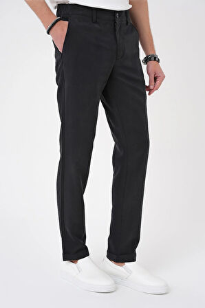 P 1194 Comfort Beli Lastikli Rayon Karışımlı Siyah Jogger Pantolon 