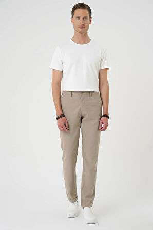 P 1194 Comfort Beli Lastikli Rayon Karışımlı Bej Jogger Pantolon 