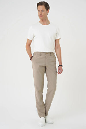 P 1194 Comfort Beli Lastikli Rayon Karışımlı Bej Jogger Pantolon 