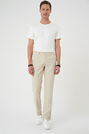 P 1194 Comfort Beli Lastikli Rayon Karışımlı Krem Jogger Pantolon 