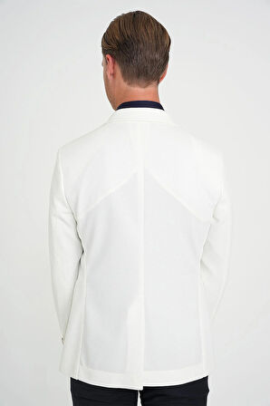 Comfort Fit Mono Yaka Kelebek Astarlı Dokulu Ekru Ceket C 715