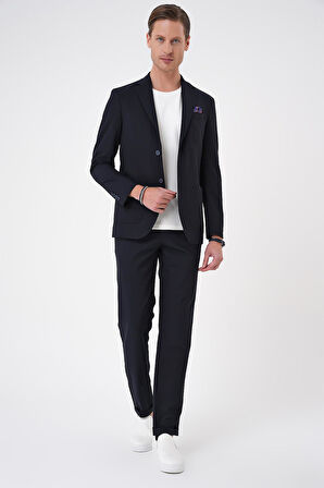 C 707 Comfort Fit Mono Yaka Torba Cep Casual Lacivert Ceket