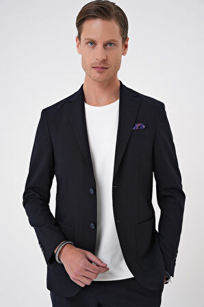 C 707 Comfort Fit Mono Yaka Torba Cep Casual Lacivert Ceket