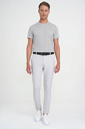 Slim Fit Yan Cepli Esnek Düz Koyu Taş Pamuk Pantolon P 1197
