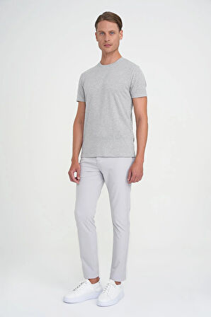 Slim Fit Yan Cepli Esnek Düz Koyu Taş Pamuk Pantolon P 1197