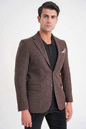 C 718 CEKET Slim KAHVE